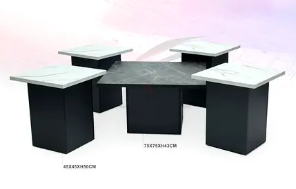 Modern Square Coffee Table Set with Marble Top (5-Piece)