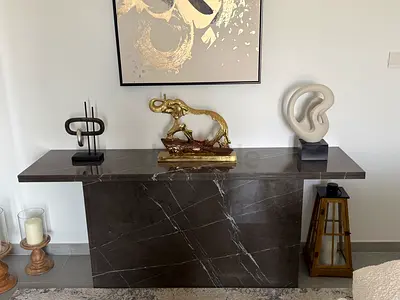 Dark Grey Marble Console Table - Modern Entrance Hall Table