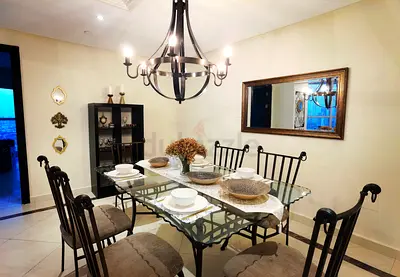 Glass Top Dining Table with 6 Metal Chairs - Good Condition