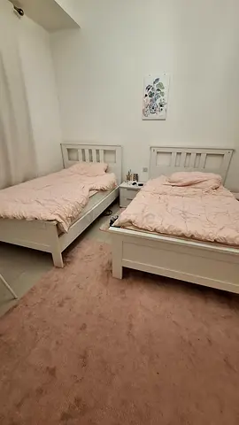 Pair of White Single Beds with mattress — Good Condition