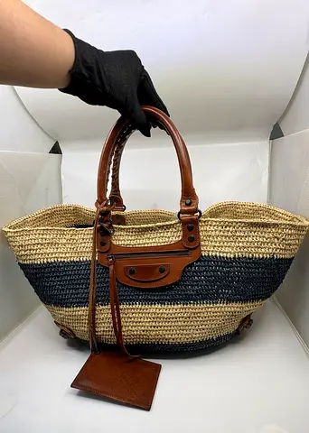 Balenciaga Panier Basket Tote Woven Raffia Large