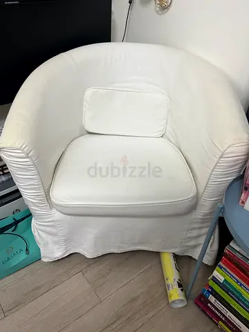 White Upholstered Accent Armchair - Good Condition