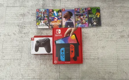 Nintendo switch oled+pro controller+5 games