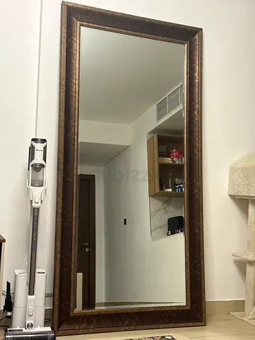 Large Full-Length Wall Mirror with Bronze Frame