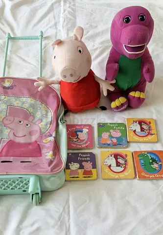 Peppa Pig and Barney plush toys