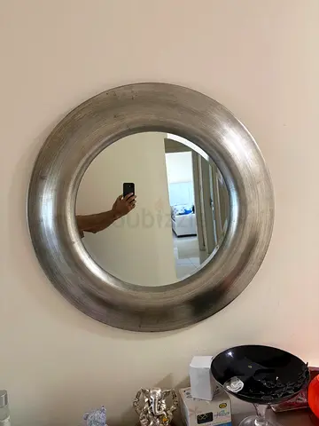 Round Silver Decorative Wall Mirror - 80cm