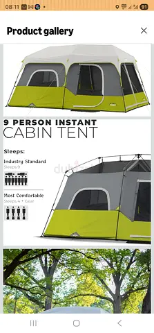9-Person Instant Cabin Tent - Large Family Camping Tent
