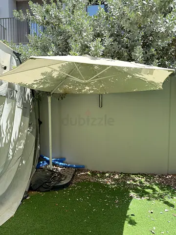 Large Outdoor Patio Umbrella with Base - Beige