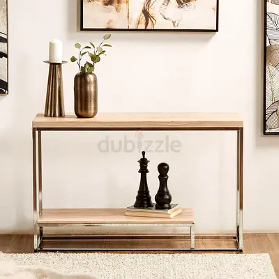 Wood and Chrome Console Table - Slim Entry/Accent Table