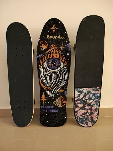 3 Piece Collection of Skateboards and Cruiser