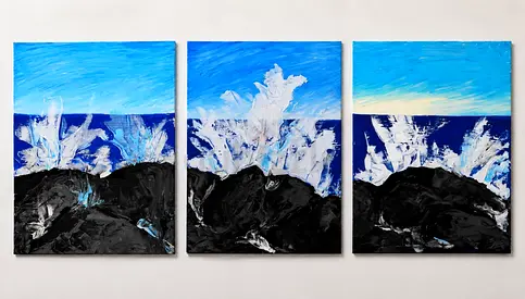 A set of 3 original hand-painted artworks inspired by the beauty and movement of ocean waves