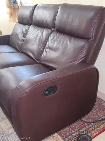 Brown Leather 3-Seater Recliner Sofa - Good Condition (Price Negotiable)