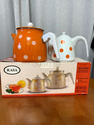 Used Rasa Polka Dot Teapot and Kettle Set - Orange  White