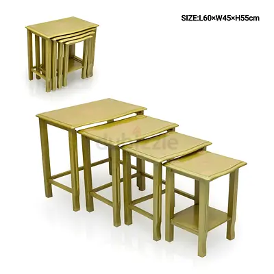 Set of 4 Nesting Side Tables / Stools - Light Wood Finish