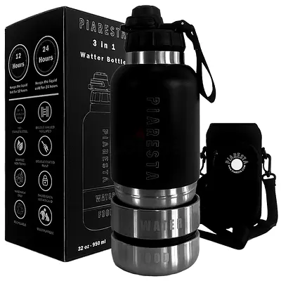 PIARESTA 3 in 1 Vacuum Insulated Stainless Steel Water Bottle