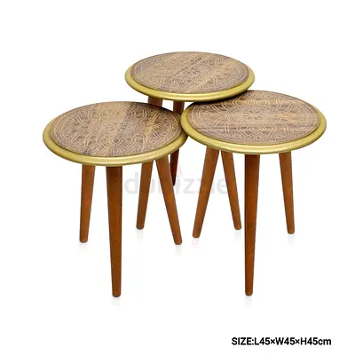 Set of 3 Decorative Wooden Nesting Side Tables
