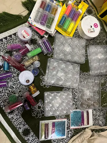 Large Collection of Crafting Supplies Glitter and Storage Cases