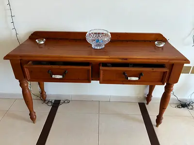 Solid Wood Console Table with Two Drawers