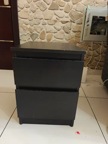 Modern Black Nightstand with Two Drawers