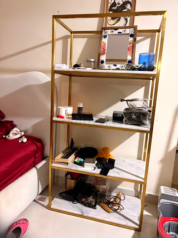 Bookshelf 160x80x40 cm MARBLE gold bbay