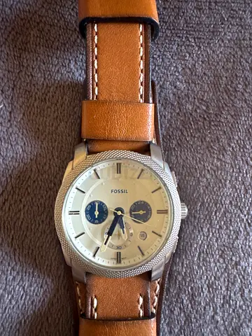 Fossil mens chronograph watch with tan leather strap