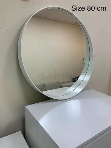 Round Wall Mirror 80cm - Modern White Frame
