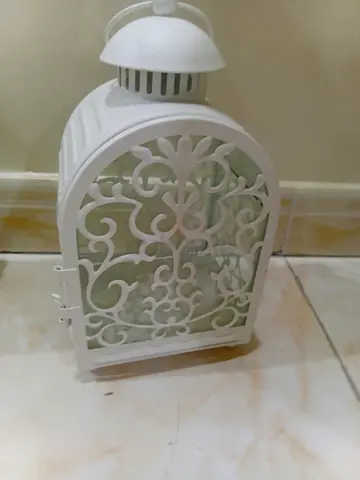 White Decorative Metal Lantern - Small Indoor/Outdoor Accent Light