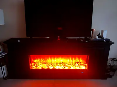 Black Electric Fireplace TV Console with Built-in LED Fireplace