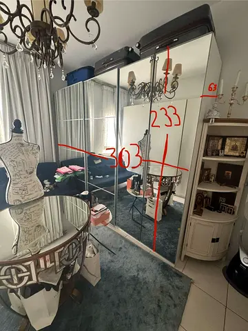 Large Mirrored Sliding Wardrobe - Full Height, Good Condition