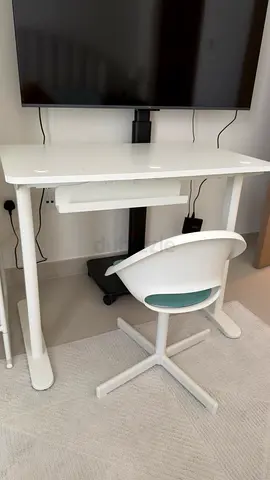 IKEA White Standing Desk with Swivel Chair - Good Condition