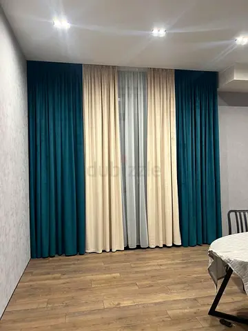 Two-tone Teal and Cream Full-Length Curtains - Brand new