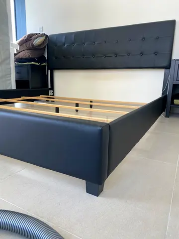 Black Leatherette Tufted Bed Frame