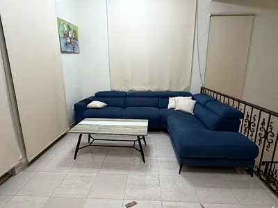 Blue L-shaped Fabric Corner Sofa with Chaise