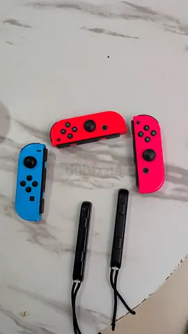 Set of 3 Nintendo Switch Joy-Con Controllers (Blue, Red, Pink) with Straps