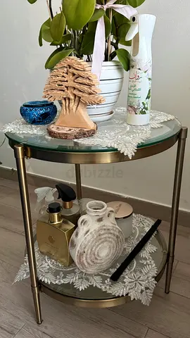 Set of 3 Nos. -Glass Top Coffee Tables with Brass Frame - Perfect Condition