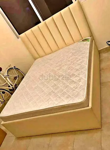 Modern Upholstered Bed Frame with Mattress