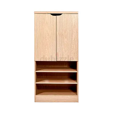 Modern Light Wood Storage Cabinet with Open Shelves