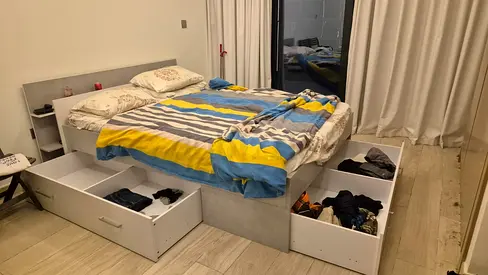 Double bed with built-in storage drawers - good condition
