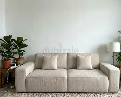 Chillthrone Pan Home 3-Seater Sofa (Beige) – Like New Condition + Cushions + Storage