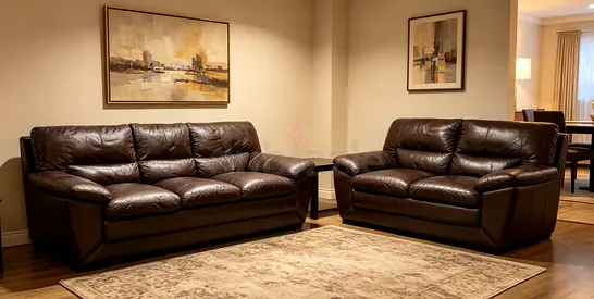 Sofa Leather Brown 5 Seater