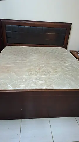 Wooden king bed frame with mattress - good solid condition