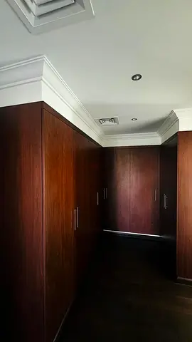 Solid Wood Built-in Wardrobes - Dark Finish, Good Condition