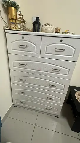 White 5-Tier Chest of Drawers with Locking Top Compartments