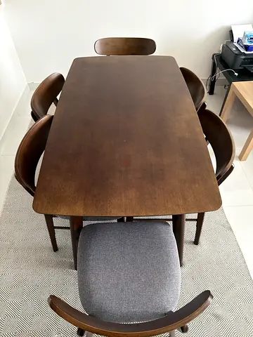 Modern Wooden Dining Set with 6 Chairs