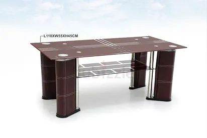 Modern Rectangular Coffee Table with Glass Top and Shelf