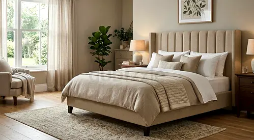 Queen upholstered bed frame with headboard Brand New