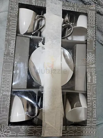 Coffee cup set with saucers and sugar bowl - 6 pcs (new in box)