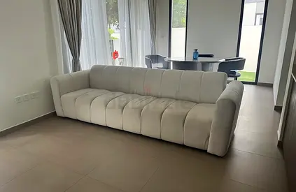 Modern 4-Seater Beige Velvet Sofa -
