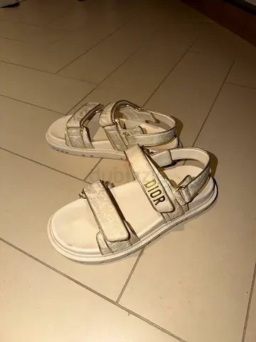 White Dior-style Womens Leather Sandals, Size Unknown - Light Wear