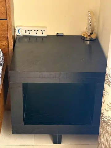 Simple black bedside table / nightstand with open shelf